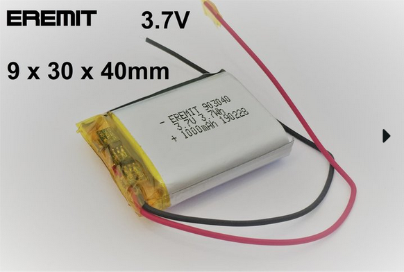 EREMIT Akku 803040, 083040 3.7V 1000mAh Li-Polymer, JST-PH 2.0mm Stecker