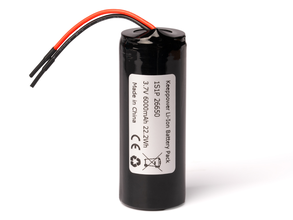 Keeppower 1S1P 26650 3.7V 6000mAh Akku PCB geschützt mit Kabelanschluss