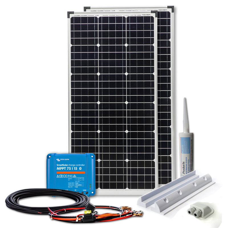 200W Mono-HV Solaranlage für Wohnmobil - Victron MPPT Laderegler - Haltespoiler WATTSTUNDE