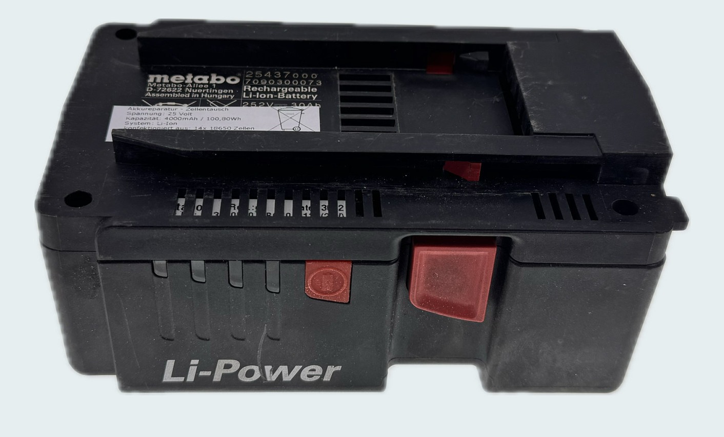 Zellentausch für Metabo 6.25489, 6.25437, 25.2V 3000mAh