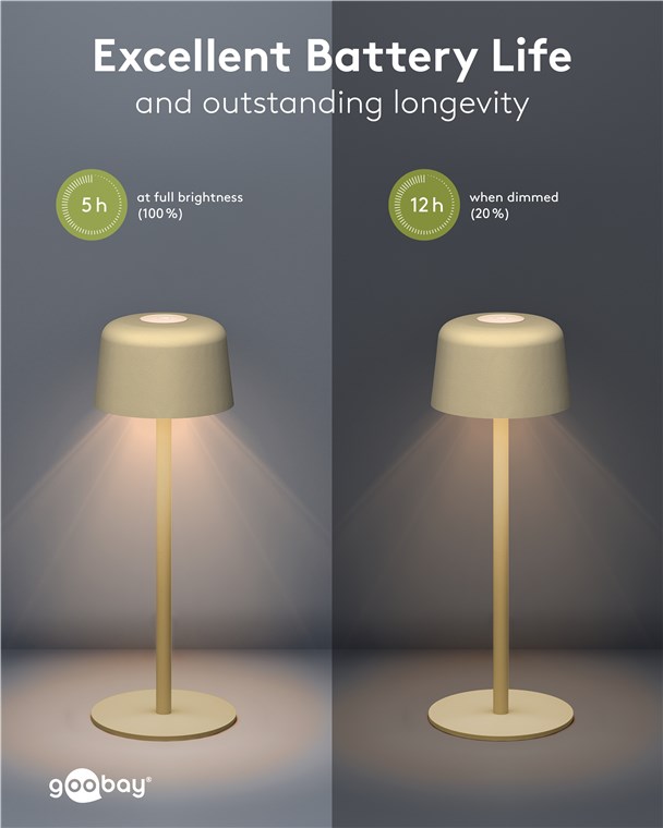 Kabellose LED-Tischleuchte, Grösse S, 25 cm, beige