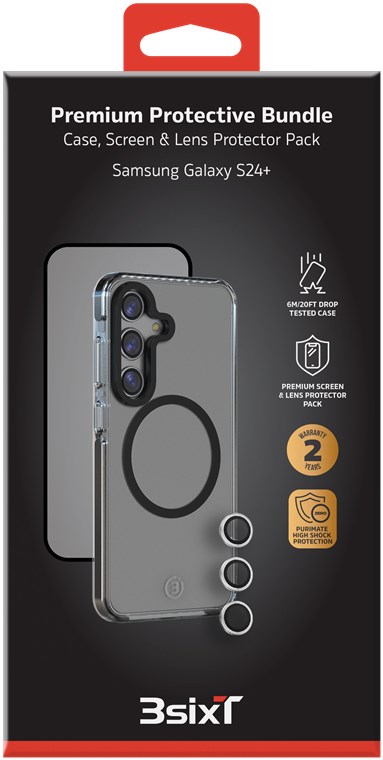 3sixT 4in1 Protection Cover für Samsung Galaxy S24+, transparent