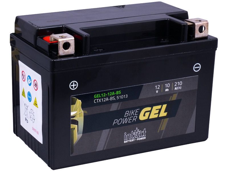 Intact GEL12-12A-BS GEL-Motorradbatterie ersetzt DIN51013 12V 10Ah