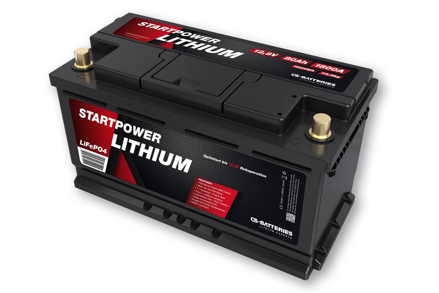 StartPower LiFePO4 Autobatterie 12V 85Ah 1800A (EN) 315x175x190mm