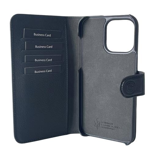 iPhone 15 Pro Max, Joss schwarz, Book-Cover Echtleder