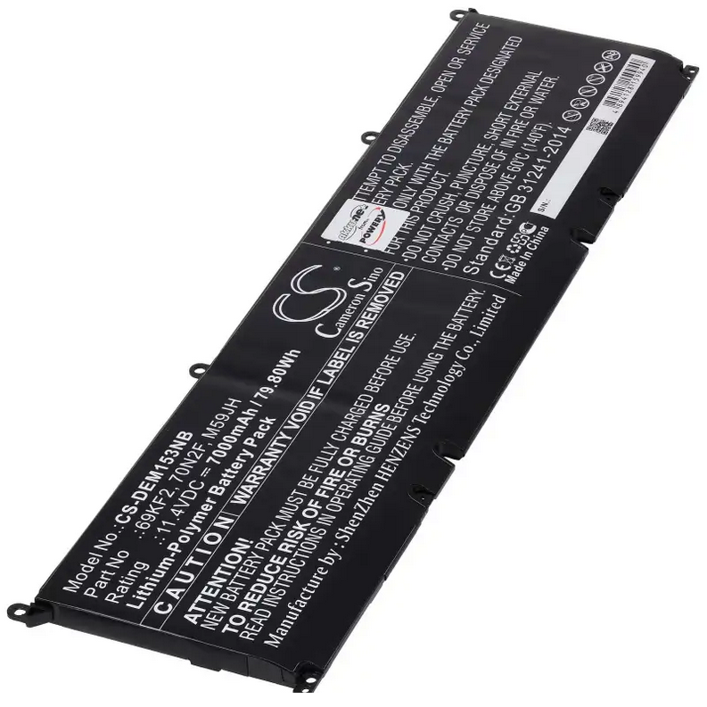Akku ersetzt Dell 69KF2, 70N2F, 8FCTC, DVG8M, M59JH, P8P1P 7000mAh