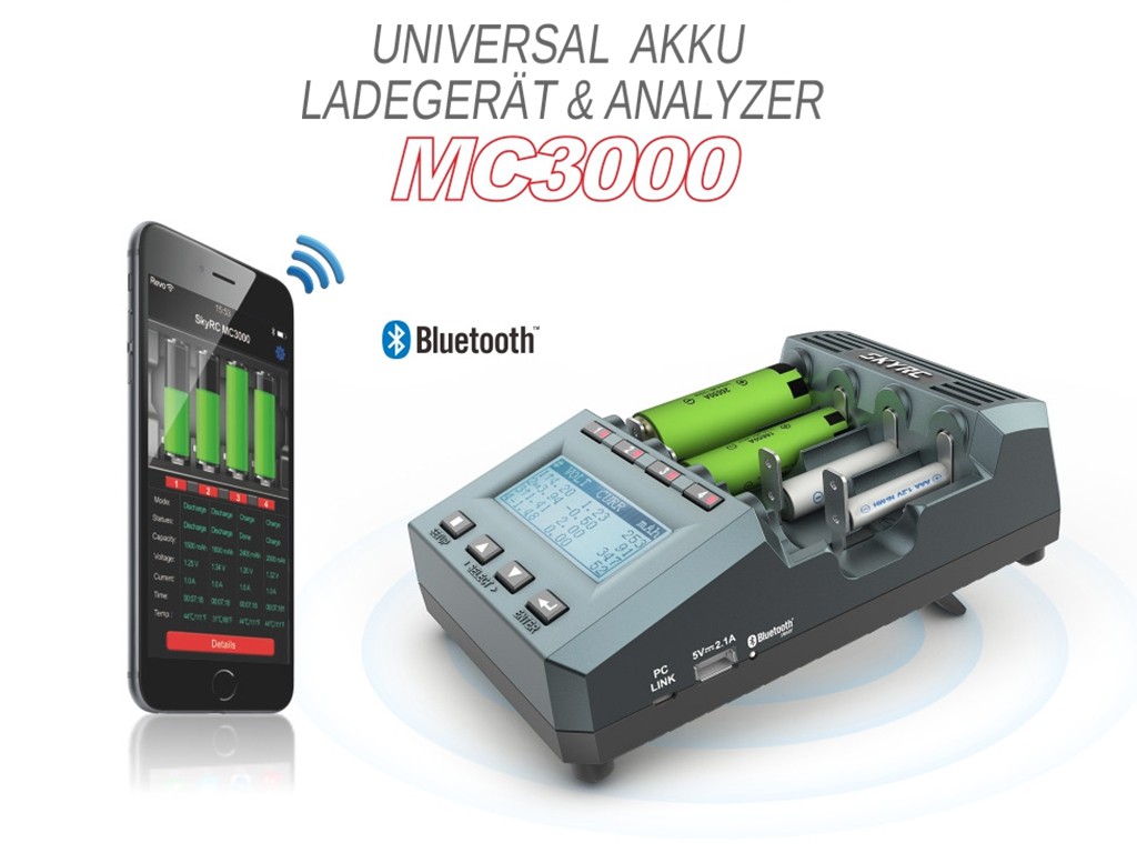 SkyRC MC3000 Analyse-Ladegerät für Ni-MH, Li-Ion, LiFePO4 Akkus