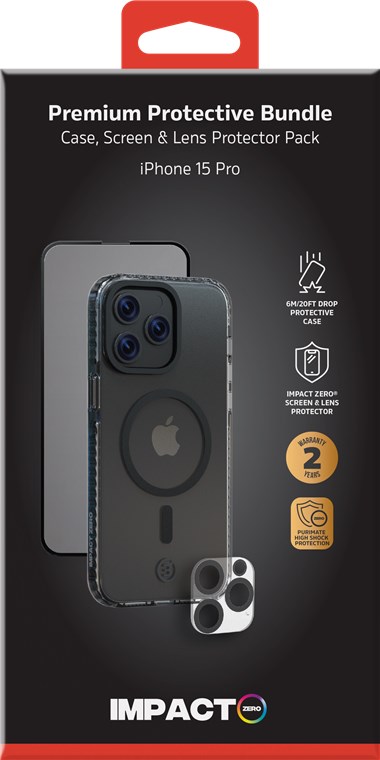 Impact Zero Handyhülle 3in1-Set, iPhone 15 Pro, transparent