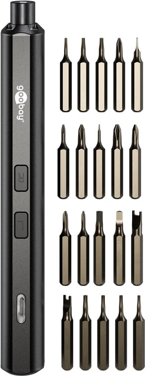Mini Akku-Schrauber mit 20 Präzisions-Bits für Smartphone, Notebook, Tablet