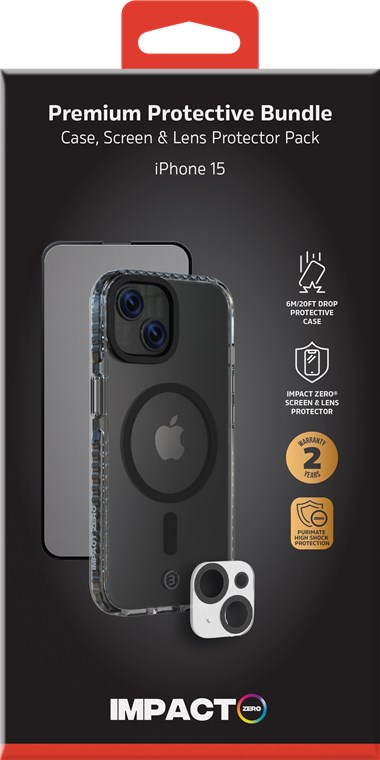 Impact Zero Handyhülle 3in1-Set, iPhone 15, transparent