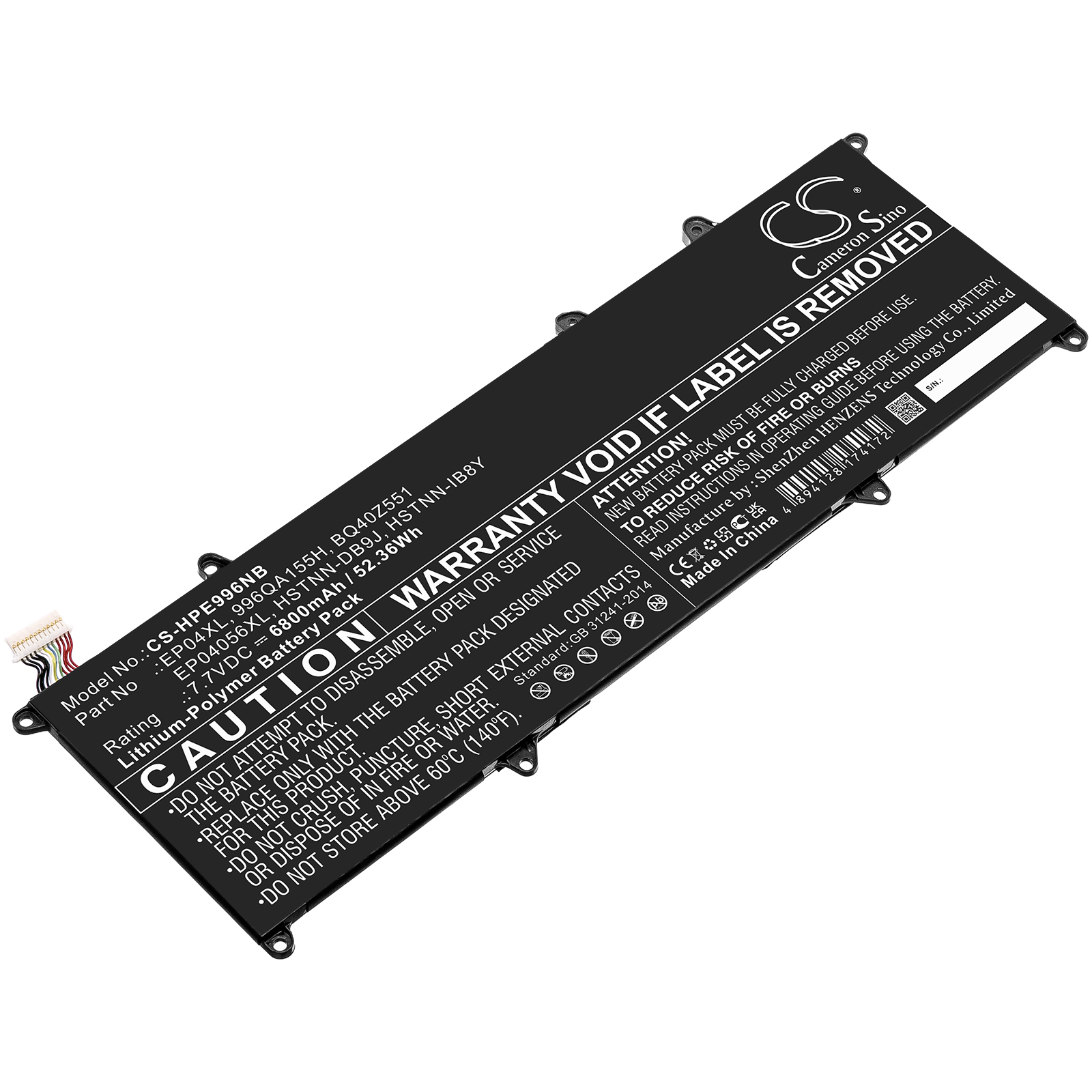 Akku ersetzt HP EP04XL, EP04056XL, HSTNN-IB8Y, L52448-1C1, L52581-005 7.7V 52Wh