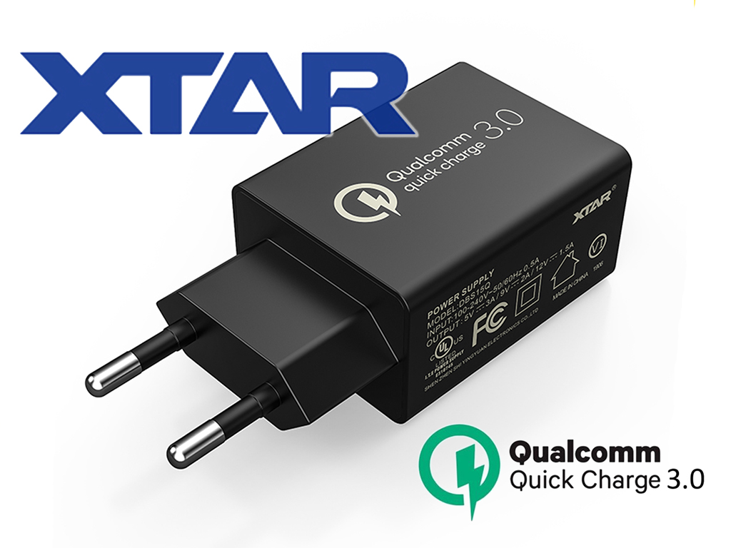XTAR USB QC3.0 Netzteil 5V-3A, 9V-2A, 12V-1.5A, Quick Charge 18W