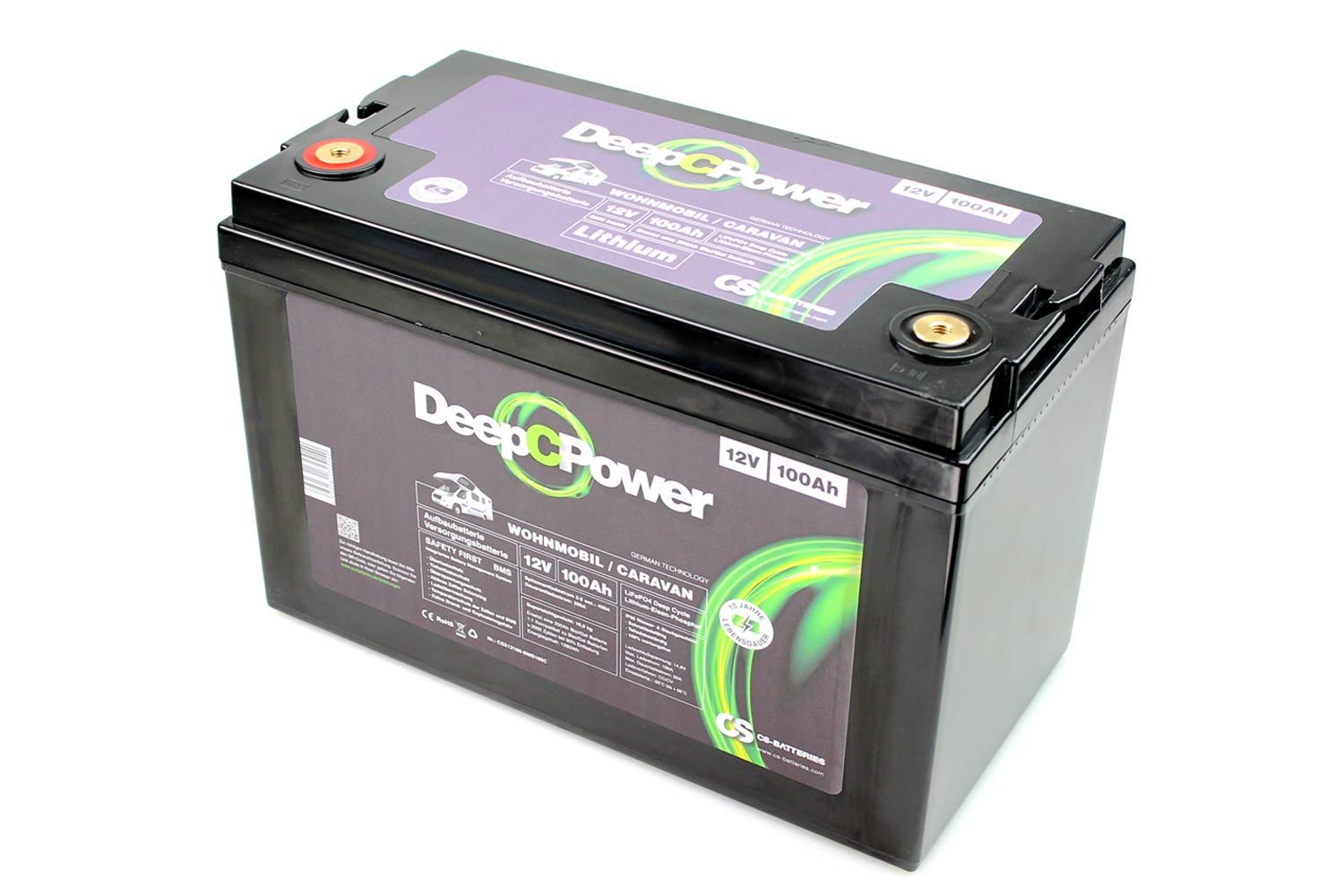 Deep C Power 12V 100Ah LiFePO4 Batterie (200A)  für Caravan, Wohnmobile