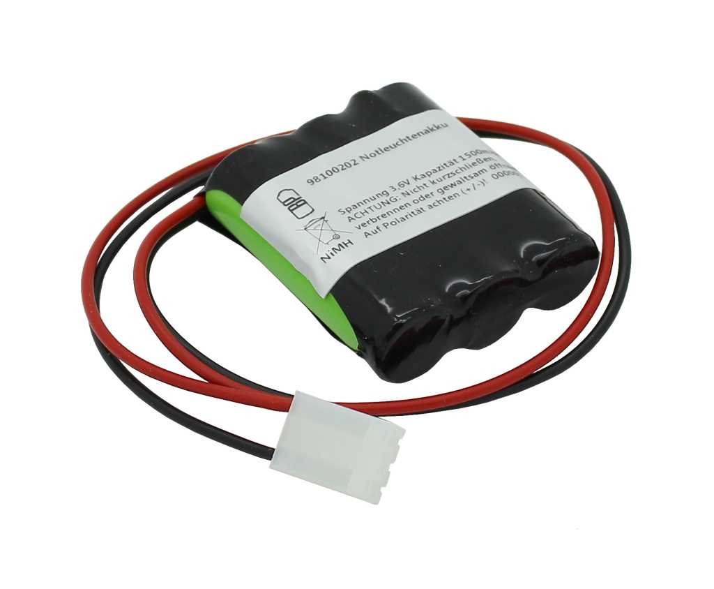 Notleuchtenakku 3.6V, 1500mAh, Ni-MH, F1x3 Mignon mit 300mm Kabel