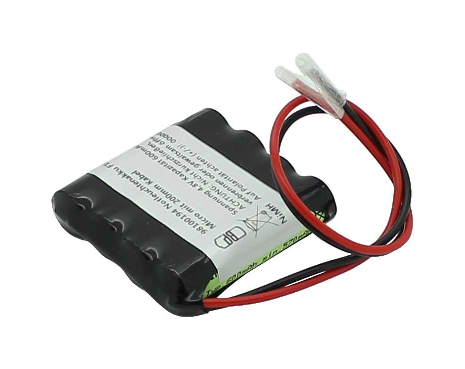 Notleuchtenakku 4.8V 600mAh, Ni-MH, F1x4 Micro AAA mit 200mm Kabel