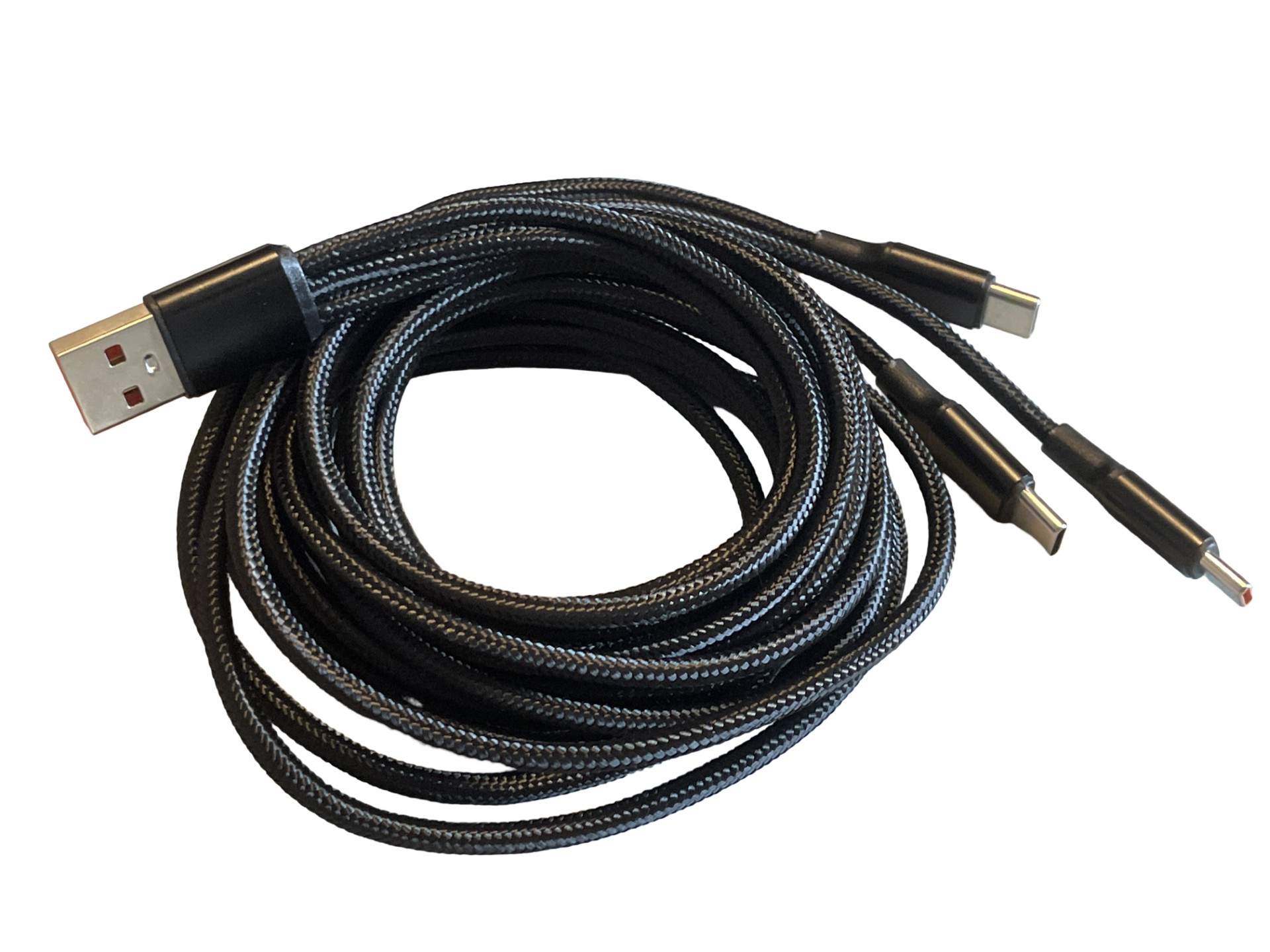 3in1 USB-A Splitterkabel auf 3 x USB-C, schwarz