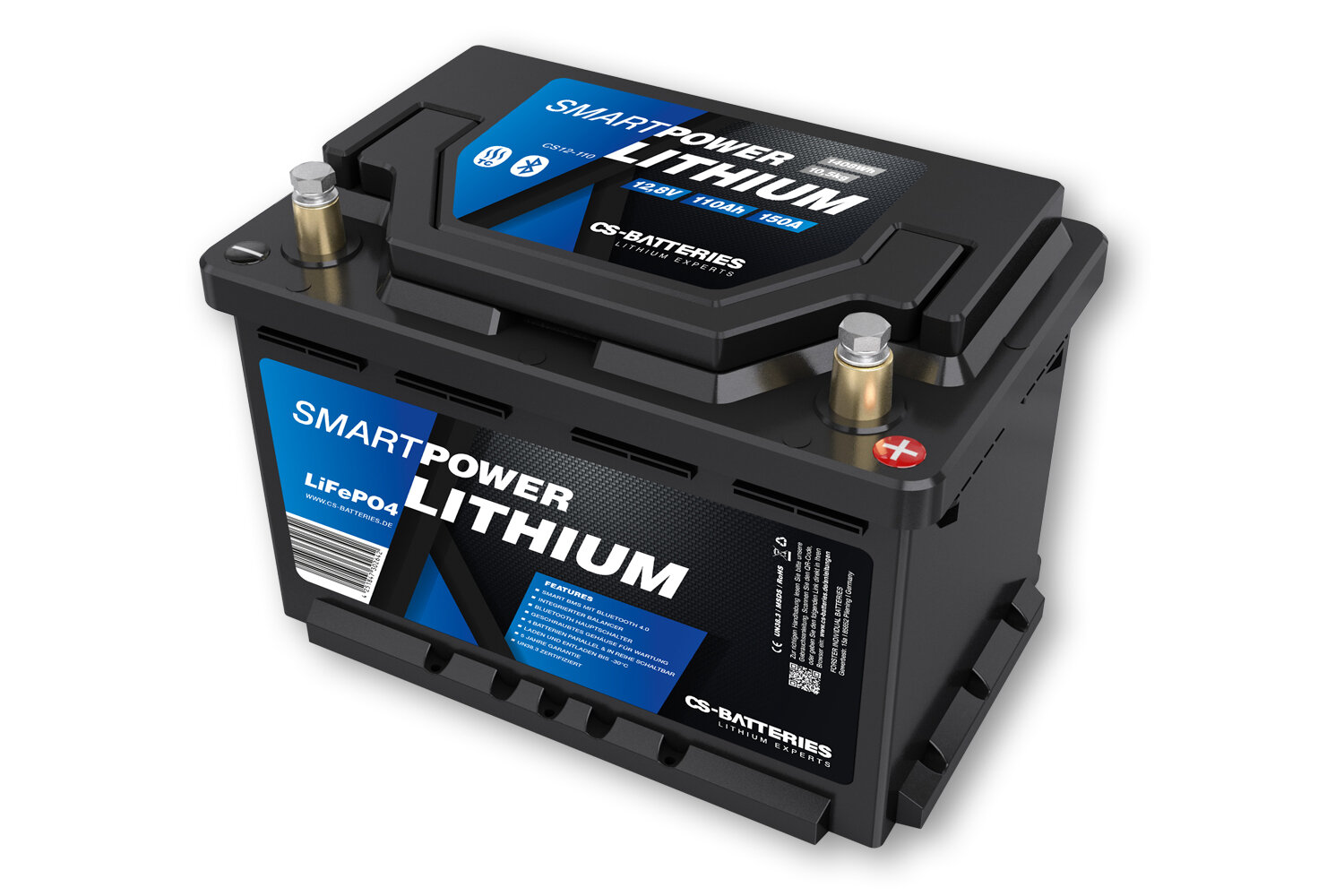 SmartPower 12V 110Ah LiFePO4 Batterie für Wohnmobil, Kastenwagen, Boot