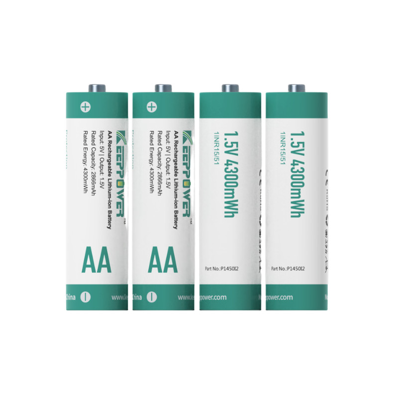 4x Keeppower P1450i2, AA, Mignon, 1.5V 4300mWh Li-Ion Akku mit 2866mAh