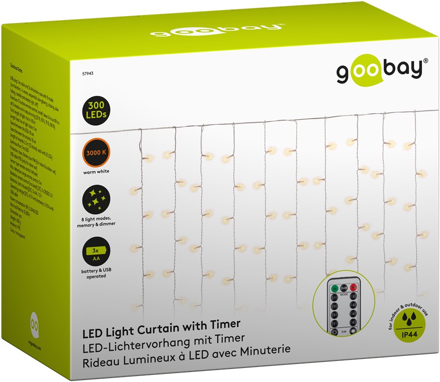 LED Lichterkette 300er Warmweiss inkl. 8 Funktionen