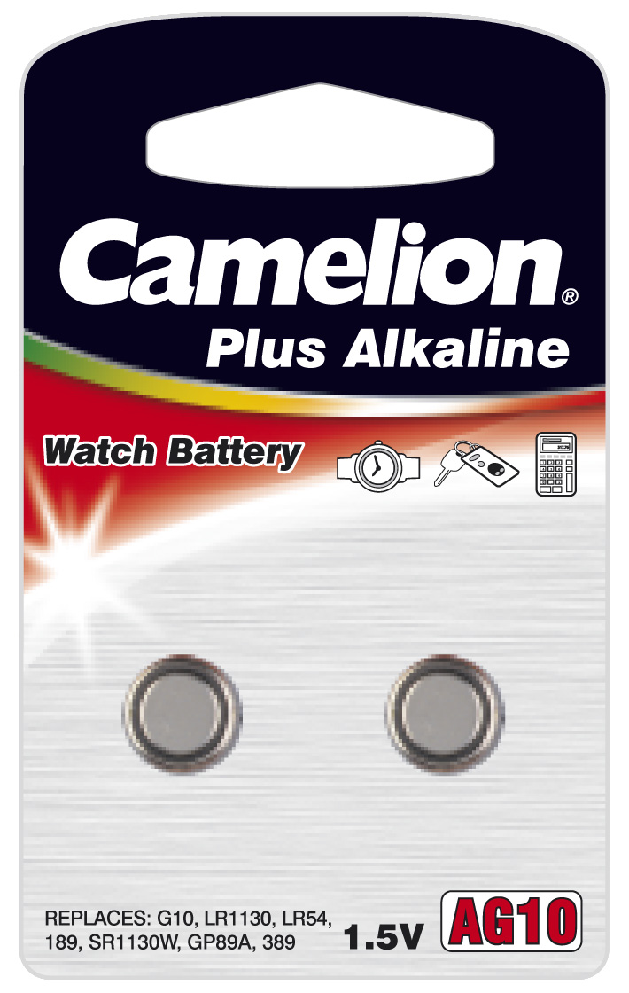 2er Pack Camelion AG10, LR54, LR1130, V390 Knopfzellen