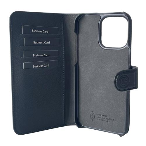 iPhone 15 Pro, Joss schwarz, Book-Cover Echtleder