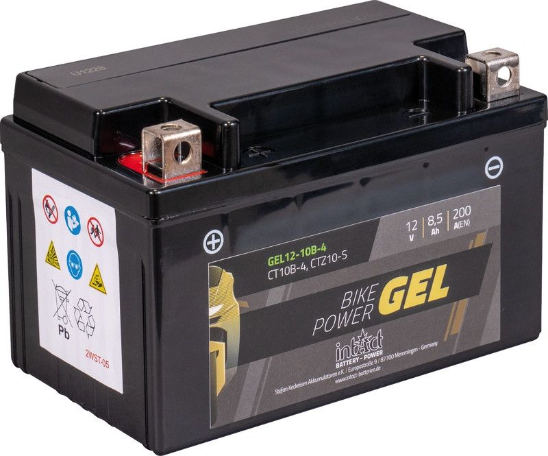 Intact GEL12-10B-4 GEL-Motorradbatterie ersetzt YTZ10S, YT10B-4, 12V 8.5Ah