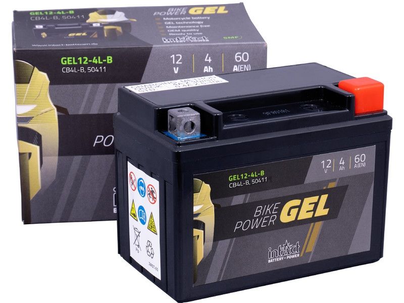 Intact GEL12-5ZS GEL-Motorradbatterie ersetzt GEL 12-4L-BS, YTZ5-S, 12V 4Ah