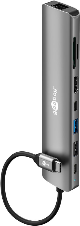 Slim 8-Port USB-Hub mit HDMI und RJ45, 5 Gbit/s, 2x USB-A (USB 3.2, USB 2.0)