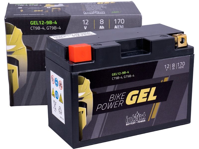 Intact GEL12-9B-4 GEL-Motorradbatterie ersetzt 509902008, YT9B-4 12V 8Ah