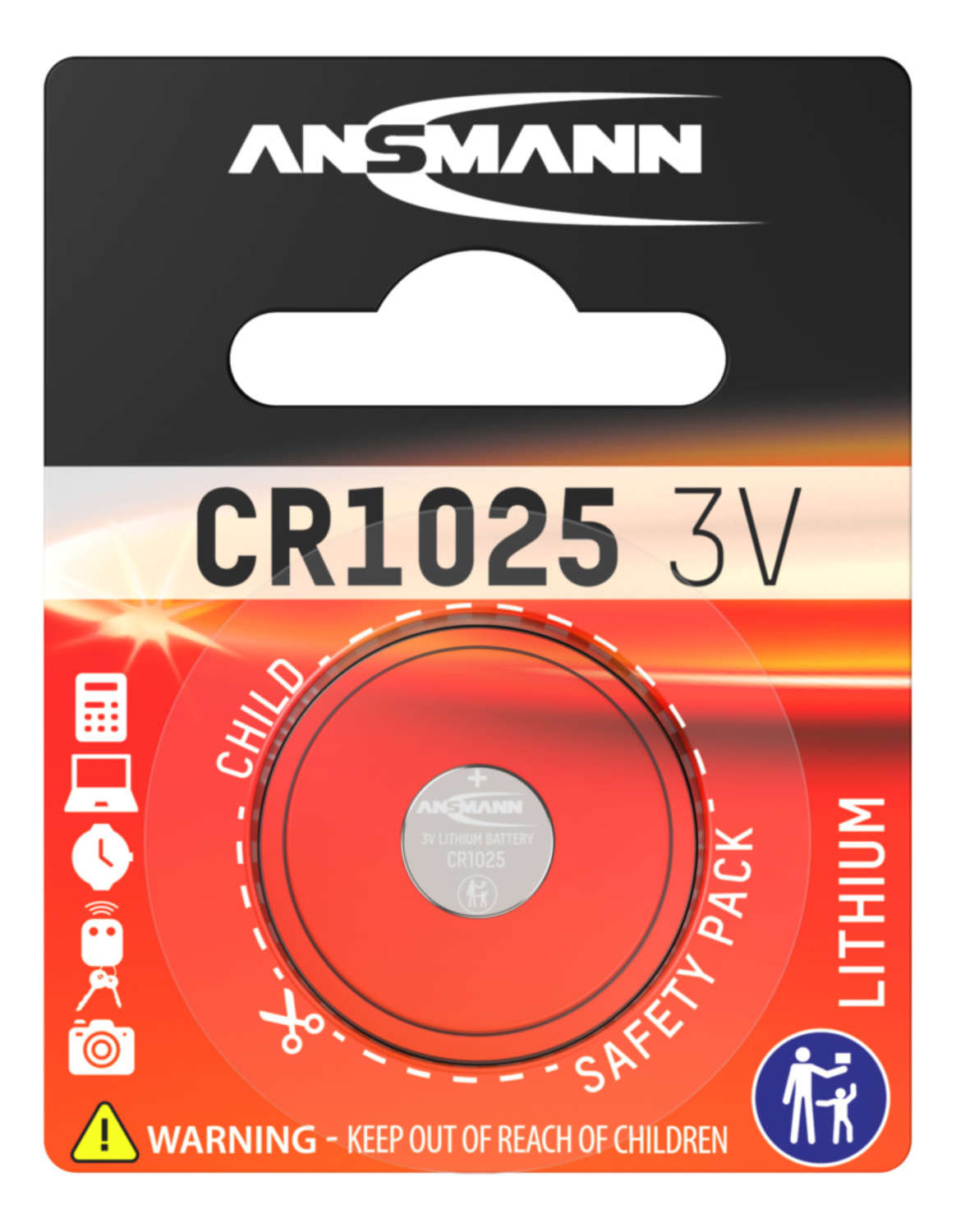 Ansmann CR1025 Knopfzellen Batterie 3V 30mAh ersetzt DL1025, ECR1025