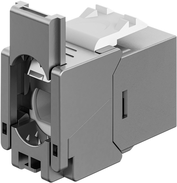 Keystone-Modul RJ45 CAT 6A, STP, Slim & Short, Erdungsklemme