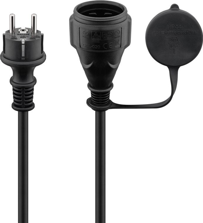 Netzkabel Outdoor, 5 m, Schwarz