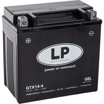 LP GTX14-4 GEL-Motorradbatterie GTX14-BS, YTX14-4, YTX14-BS 12V 12Ah