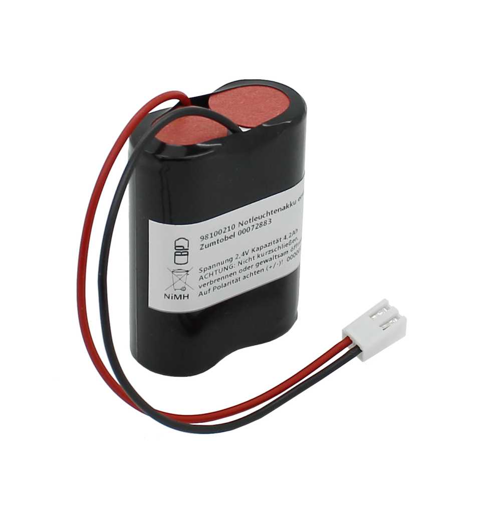 Notleuchten Akku 2.4V 4.2Ah, F1x2 7/5 Sub-C, Ni-MH passend für Zumtobel 00072883