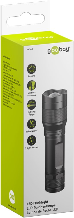 LED-Taschenlampe High Bright 300, 300 Lumen, Zoom-Funktion