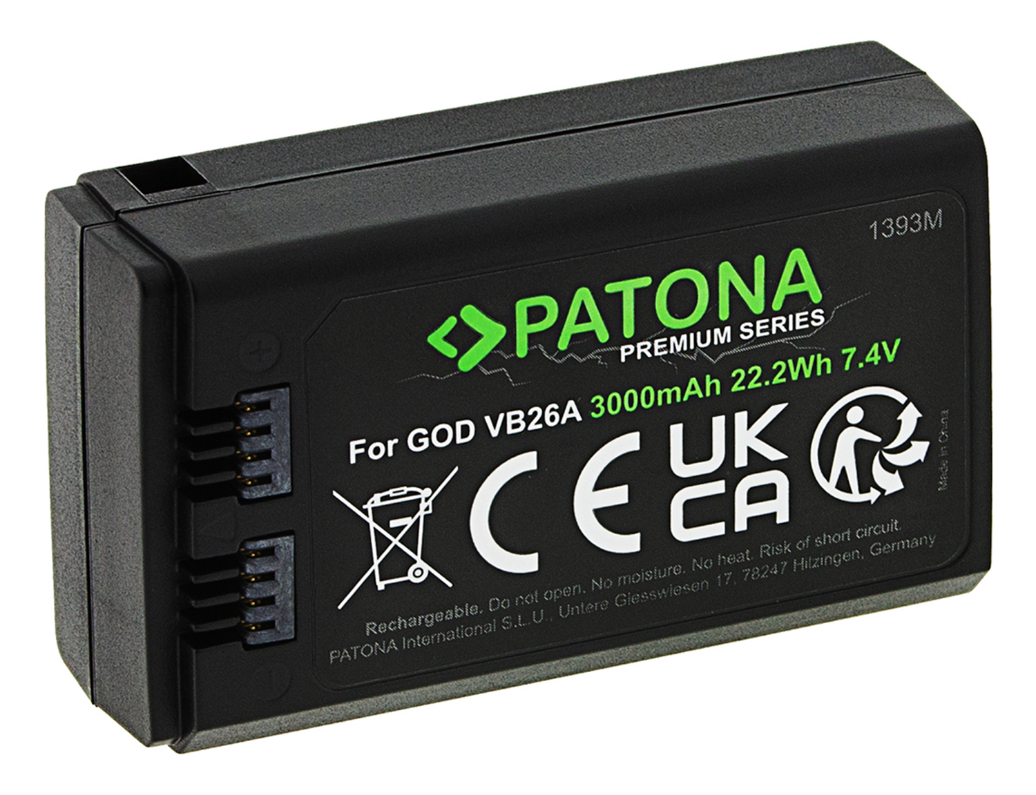 Akku ersetzt VB26A, WB26 passend für Godox V1-C, V1-F, V1-N, V1-O, V1-S, V850III