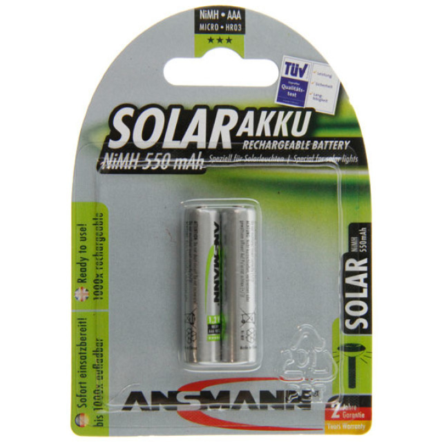 Ansmann AAA, Micro, Akkus für Solar Lampen 550mAh Ni-MH