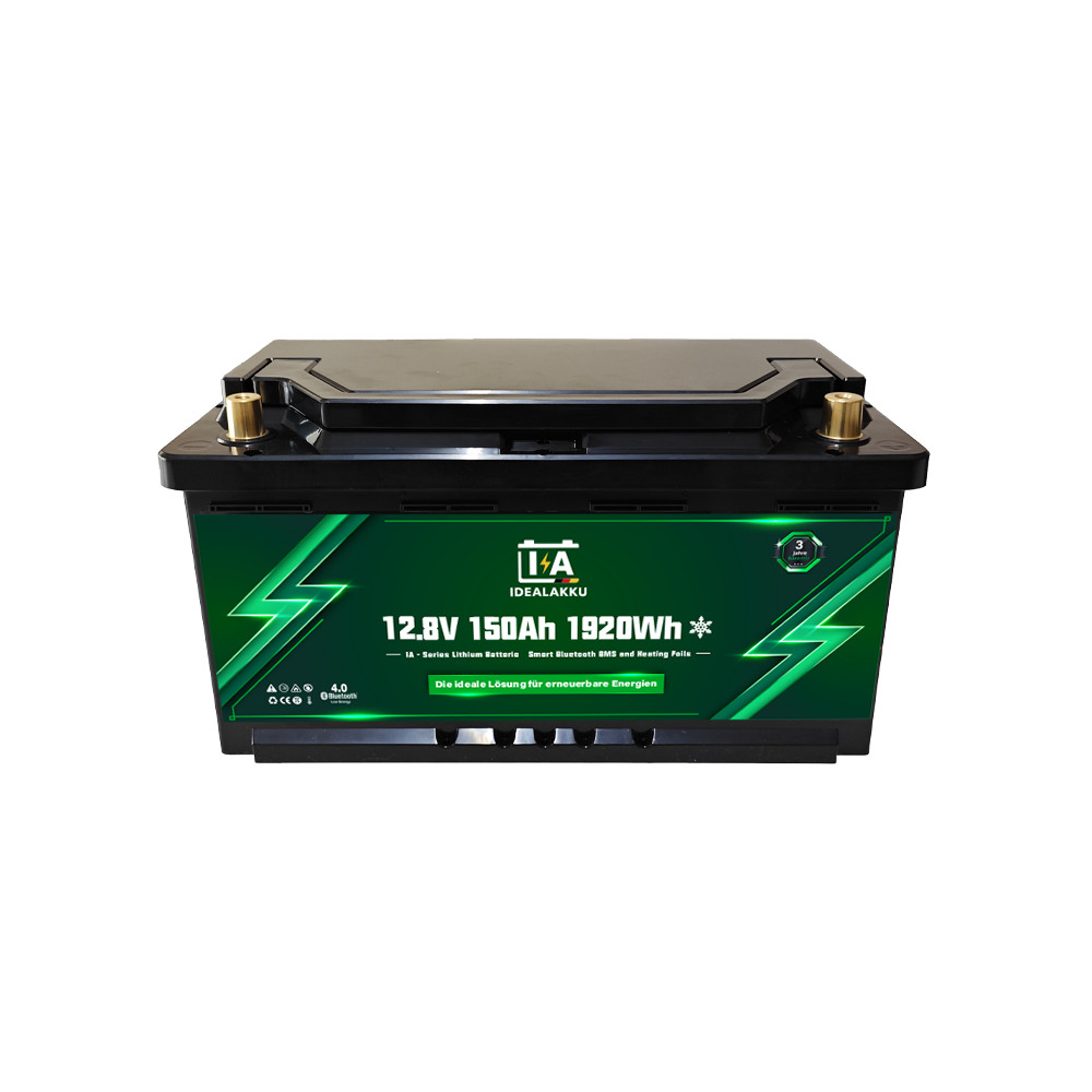 Idealakku IA-12-150H, 12V 150Ah LiFePO4 Akku, 355x175x188mm mit Bluetooth, Heizung