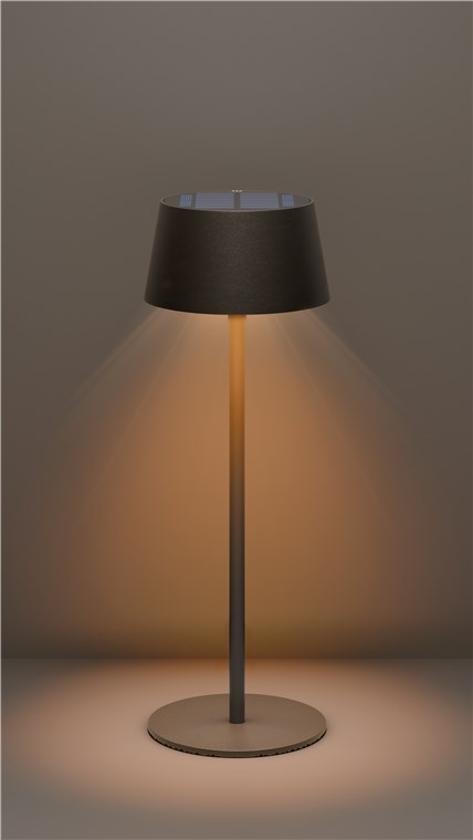 Solar LED Tischleuchte dimmbar Schwarz IP44 Schutzstandard für den Aussenbereich
