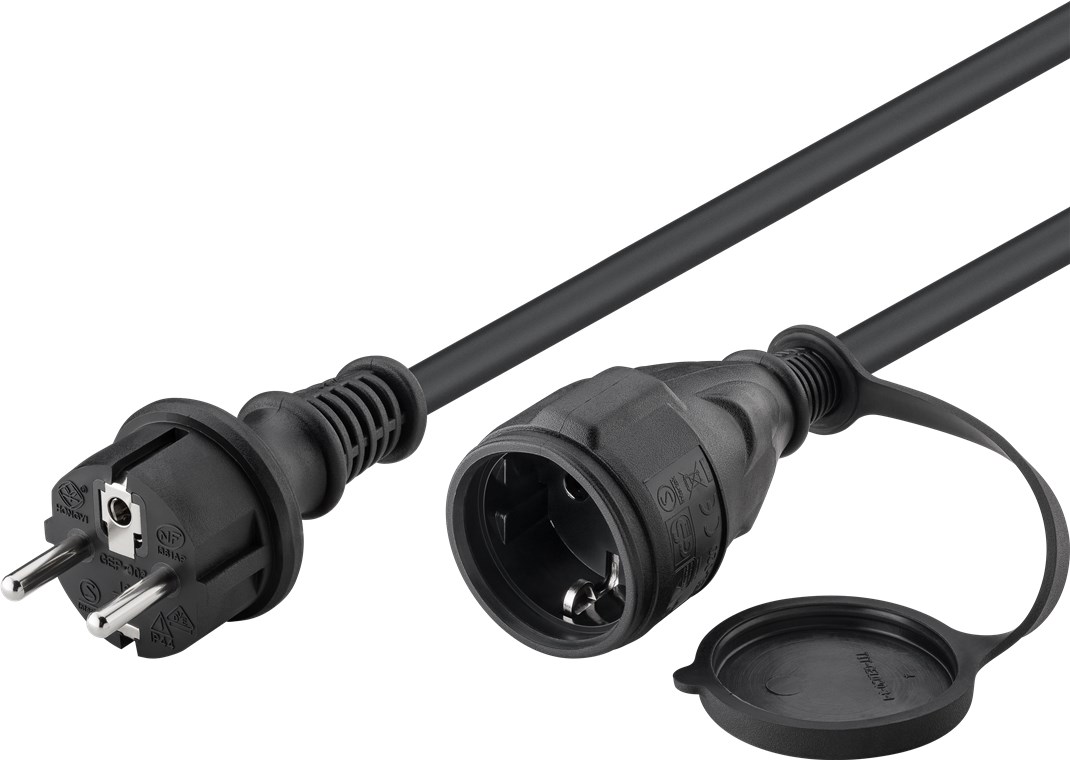 Netzkabel Outdoor, 5 m, Schwarz