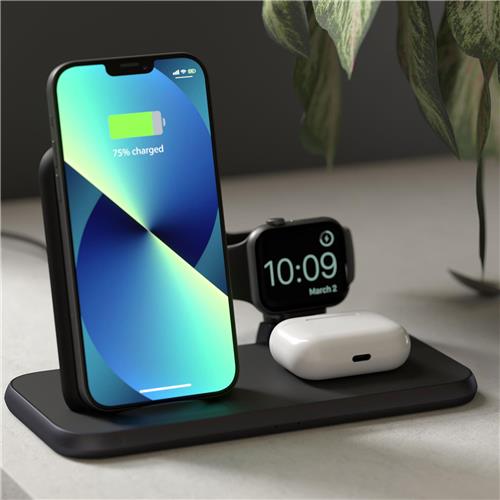 4 in 1 Wireless Charger Aluminium für Iphone und Diverse Geräte, schw.