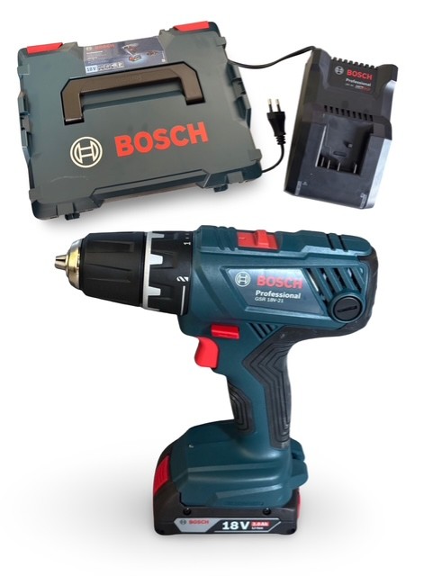BOSCH Akku-Schlagbohrschrauber GSR 18V-21 Professional (1x 2Ah, 18V), Set