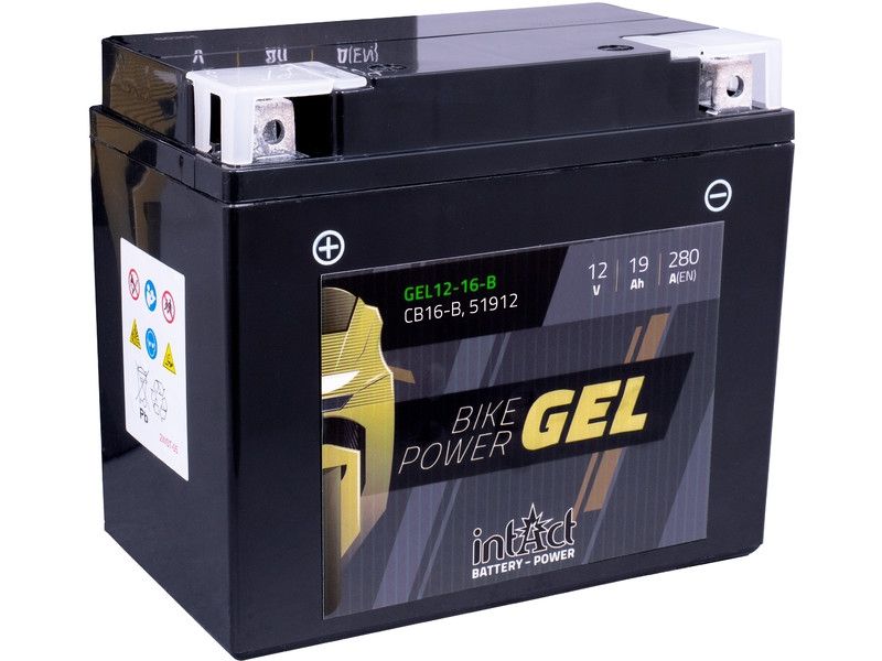 Intact GEL12-16L-B GEL-Motorradbatterie ersetzt 51911, CB16L-B, YB16L-B 12V 19Ah