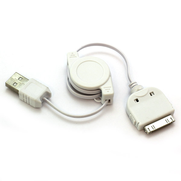 USB Roll-Ladekabel für Apple iPhone 4 / 4s Weiss
