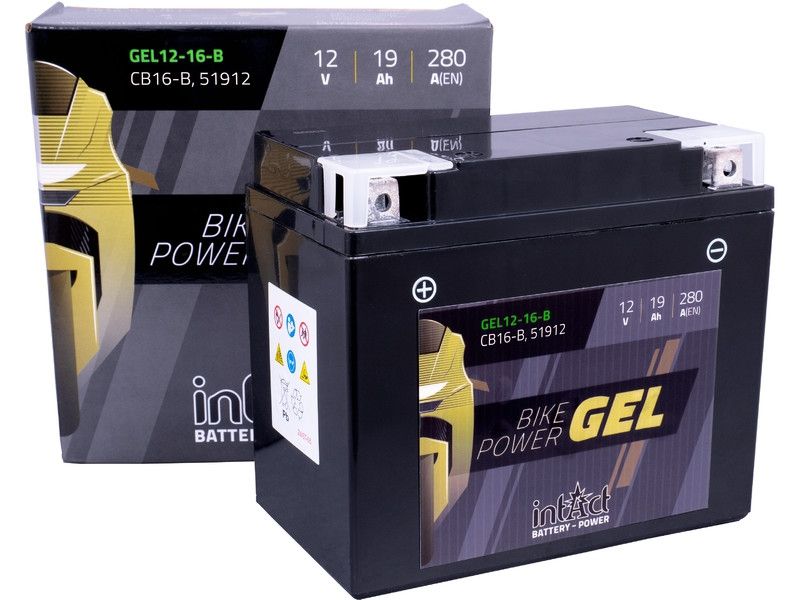 Intact GEL12-16L-B GEL-Motorradbatterie ersetzt 51911, CB16L-B, YB16L-B 12V 19Ah