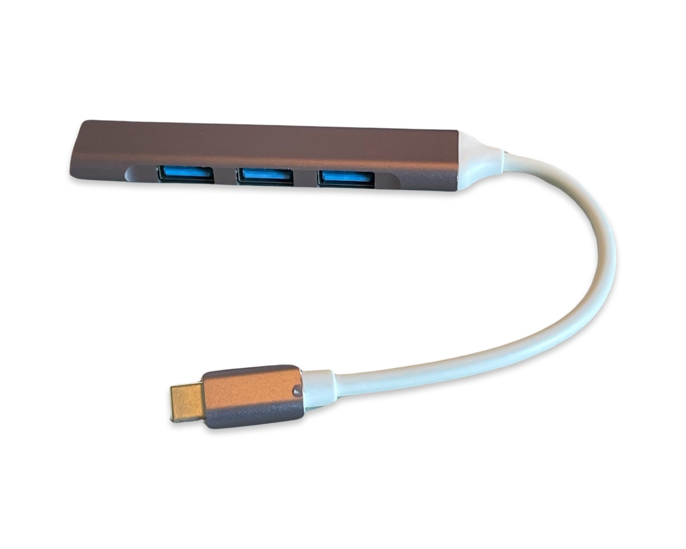 Mini Hub Multiport USB-C Aluminium grau, Adapter mit 4 USB Anschlüssen