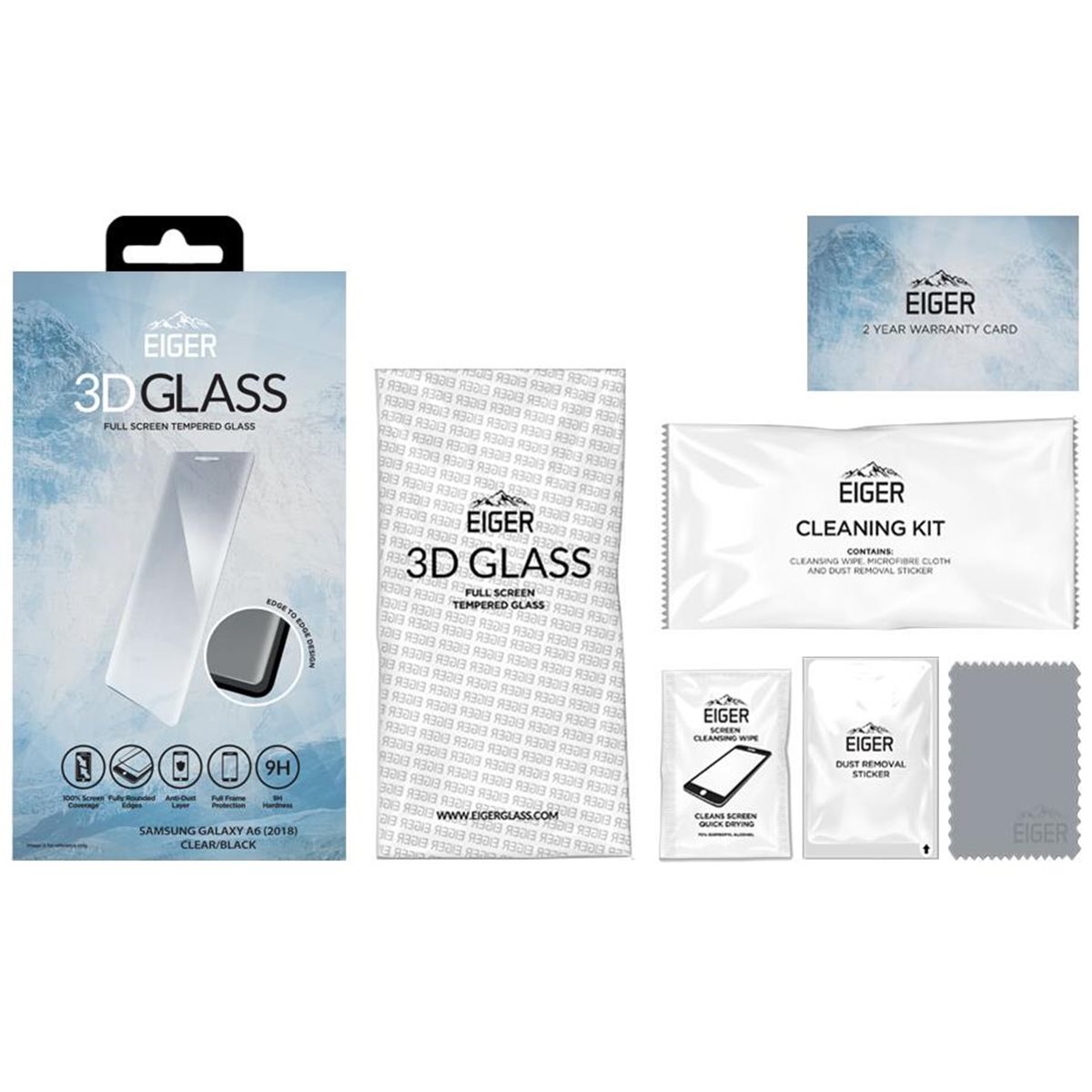EIGER SAMSUNG GALAXY A6+ (2018) DISPLAY-GLAS 3D-GLASGEHÄUSE-FREUNDLICH KLAR