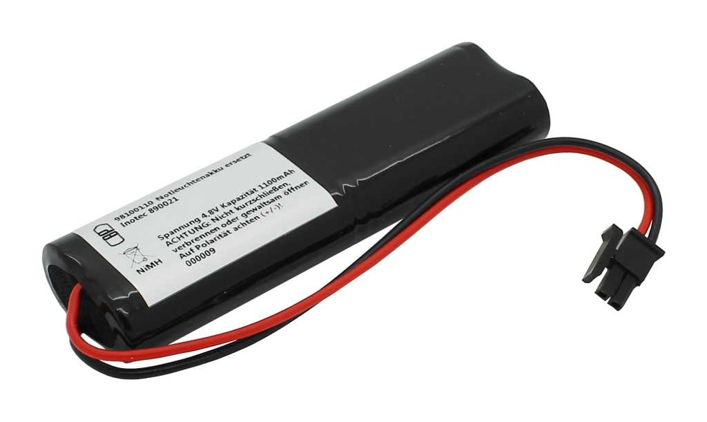 Notleuchtenakku 4.8V 1100Ah, Ni-MH, L2x2 Mignon AA m. 150mm Kabel, Inotec 890021