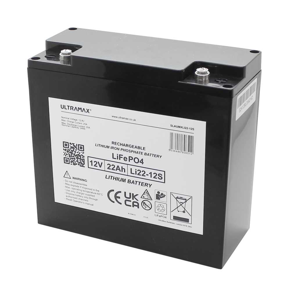 UltraMax Li22-12S LiFePO4 12.8V 22Ah Akku für Wohnwagen, Boot, Solar-Anlage