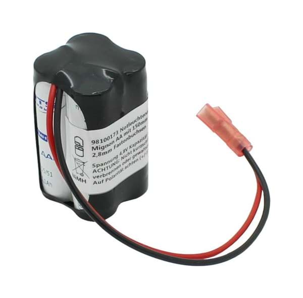 Notleuchtenakku 4.8V 1100mAh, Ni-MH, F2x2 Mignon AA mit 150mm Kabel
